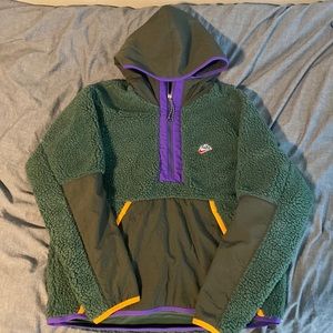 Nike - Sportswear Contrast-Tipped Nylon-Trimmed Fleece Hooded - Green